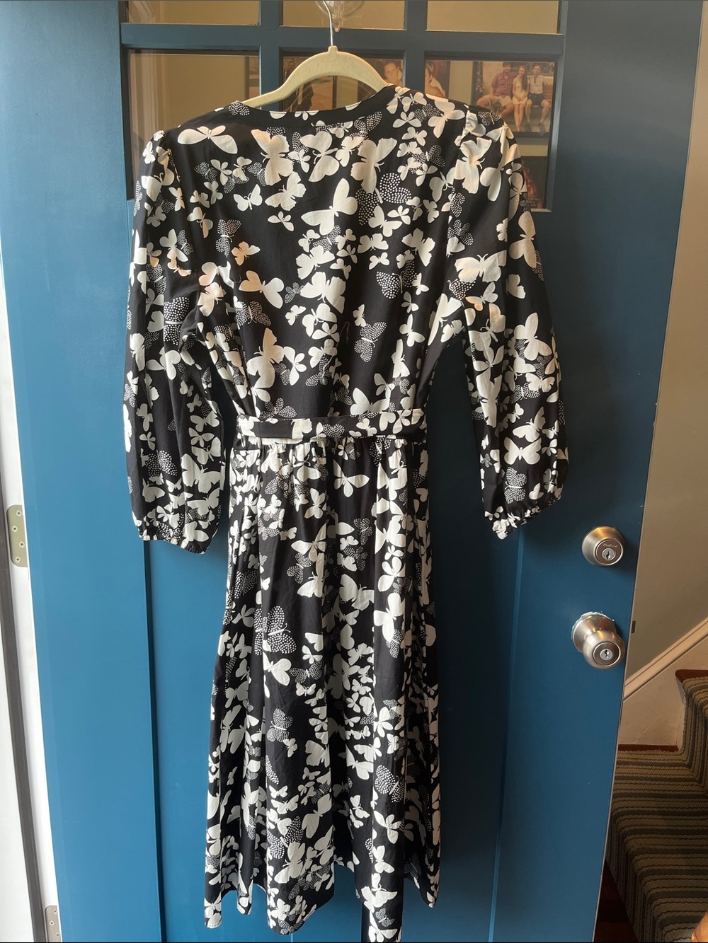 Talbots Black and White Butterfly Button-Front Dress - Picture 3 of 3